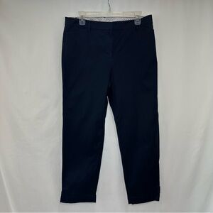 Talbots Perfect Crop Pants Womens 10 Navy Blue Flat Front Preppy Cotton